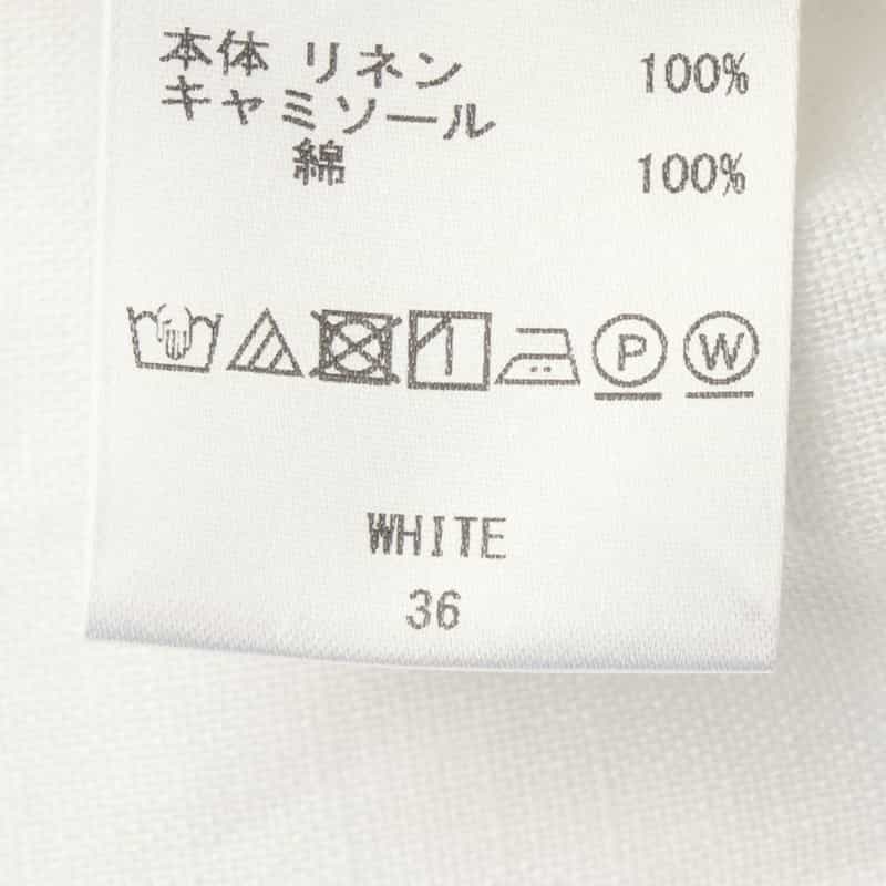 BARNEYS NEW YORK ウォッシャブル ソフトリネン素材サファリロングドレス（インナードレス付き） WHITE