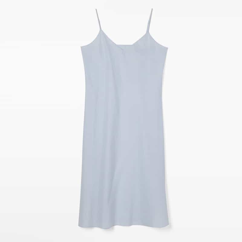 BARNEYS NEW YORK ウォッシャブル ソフトリネン素材Vネックフレアロングドレス（インナードレス付き） LIGHT BLUE