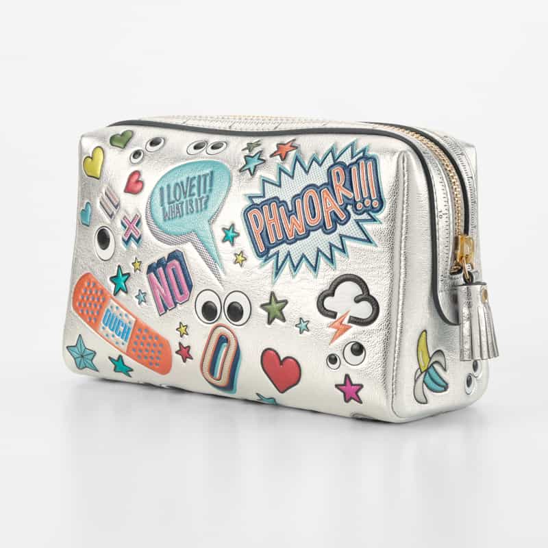 ANYA HINDMARCH ANYA HINDMARCH ANYA HINDMARCH ＜アニヤ ハインドマーチ＞ オール・オーバー・ステッカー・インポータント・シングス・ポーチ SILVER
