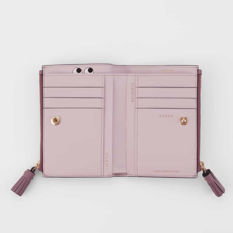 ANYA HINDMARCH ANYA HINDMARCH ＜アニヤ ハインドマーチ＞ ダブルジップコンパクトウォレット "EYES" LIGHT PINK
