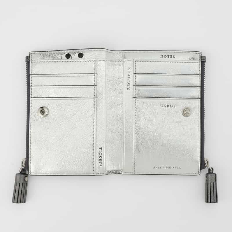 ANYA HINDMARCH ANYA HINDMARCH ＜アニヤ ハインドマーチ＞ メタリック ダブルジップコンパクトウォレット "EYES" GRAY