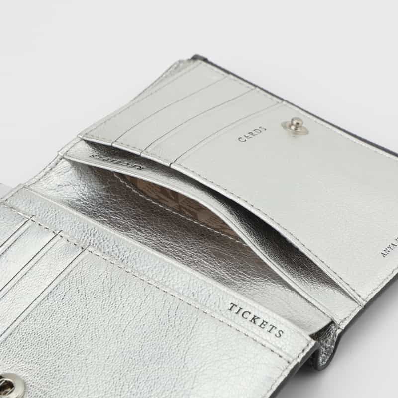 ANYA HINDMARCH ANYA HINDMARCH ＜アニヤ ハインドマーチ＞ メタリック ダブルジップコンパクトウォレット "EYES" GRAY
