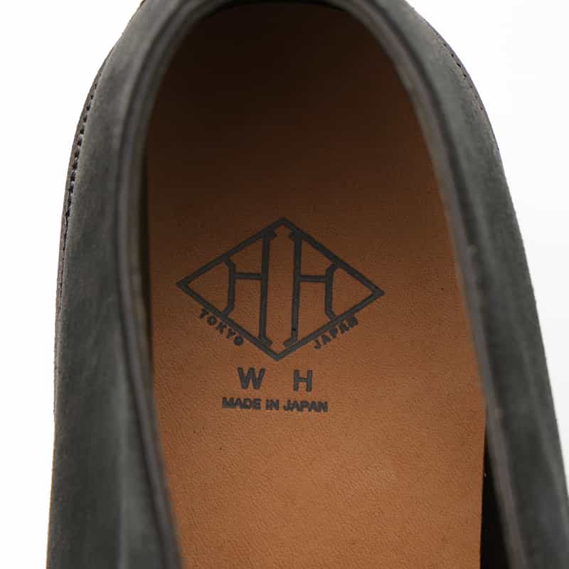 WH WH＜ダブルエイチ＞ スエード素材ミッドカットスリッポン BLACK