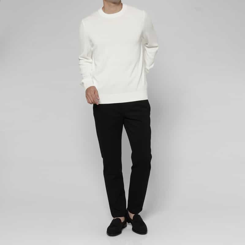 GRANSASSO GRANSASSO＜グランサッソ＞ クルーネックコットンニットプルオーバー WHITE