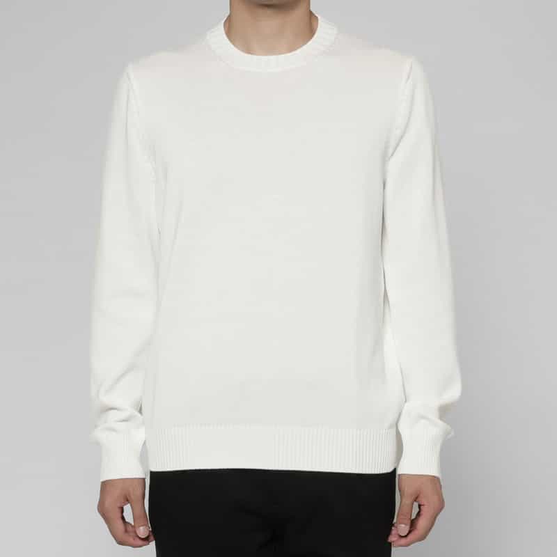 GRANSASSO GRANSASSO＜グランサッソ＞ クルーネックコットンニットプルオーバー WHITE