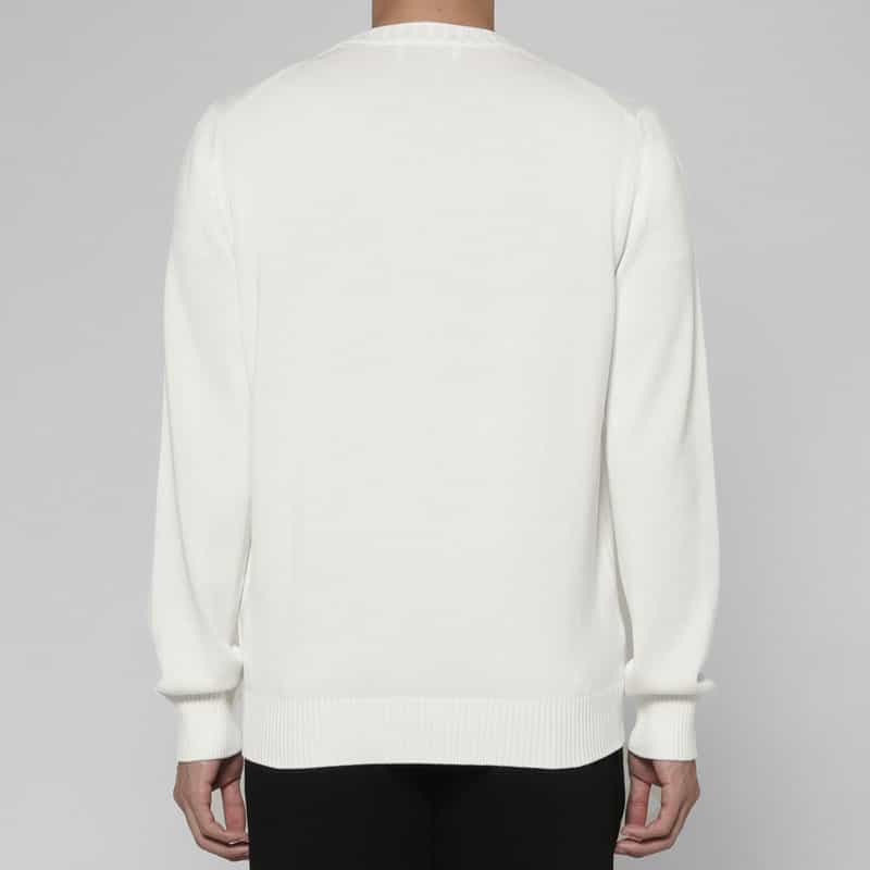GRANSASSO GRANSASSO＜グランサッソ＞ クルーネックコットンニットプルオーバー WHITE