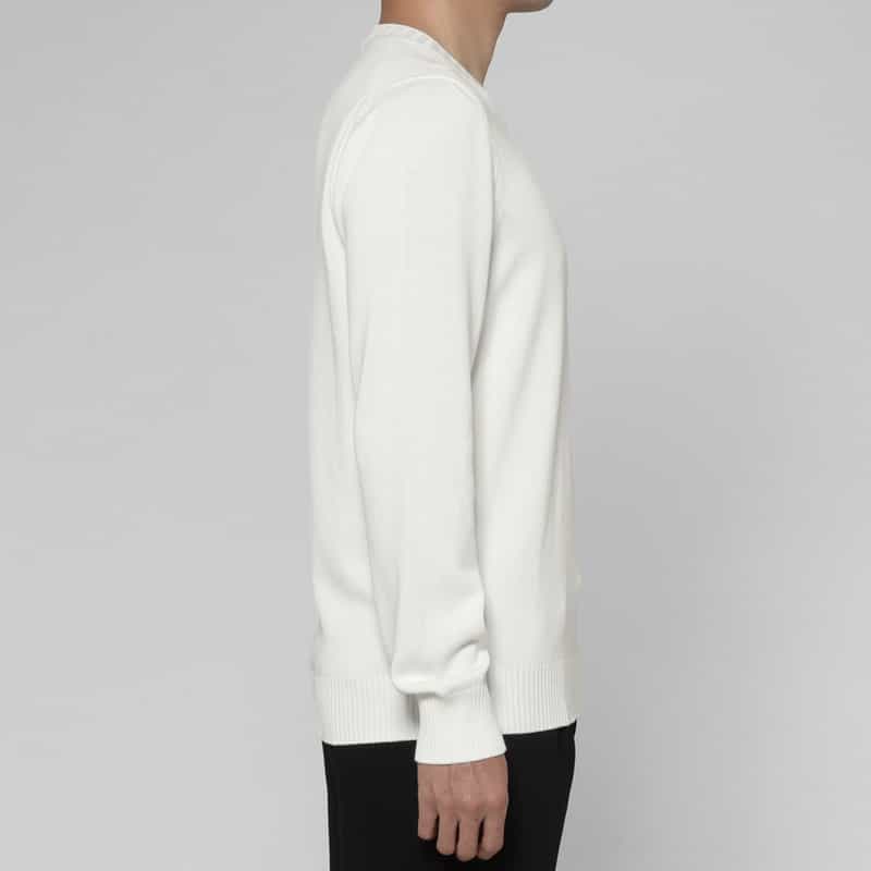 GRANSASSO GRANSASSO＜グランサッソ＞ クルーネックコットンニットプルオーバー WHITE