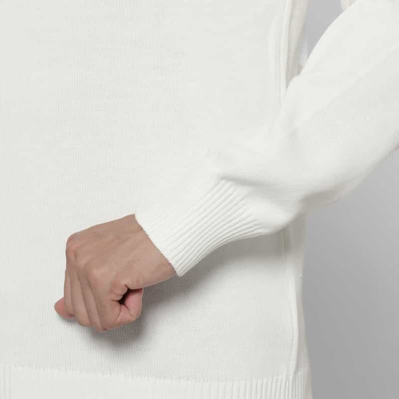 GRANSASSO GRANSASSO＜グランサッソ＞ クルーネックコットンニットプルオーバー WHITE