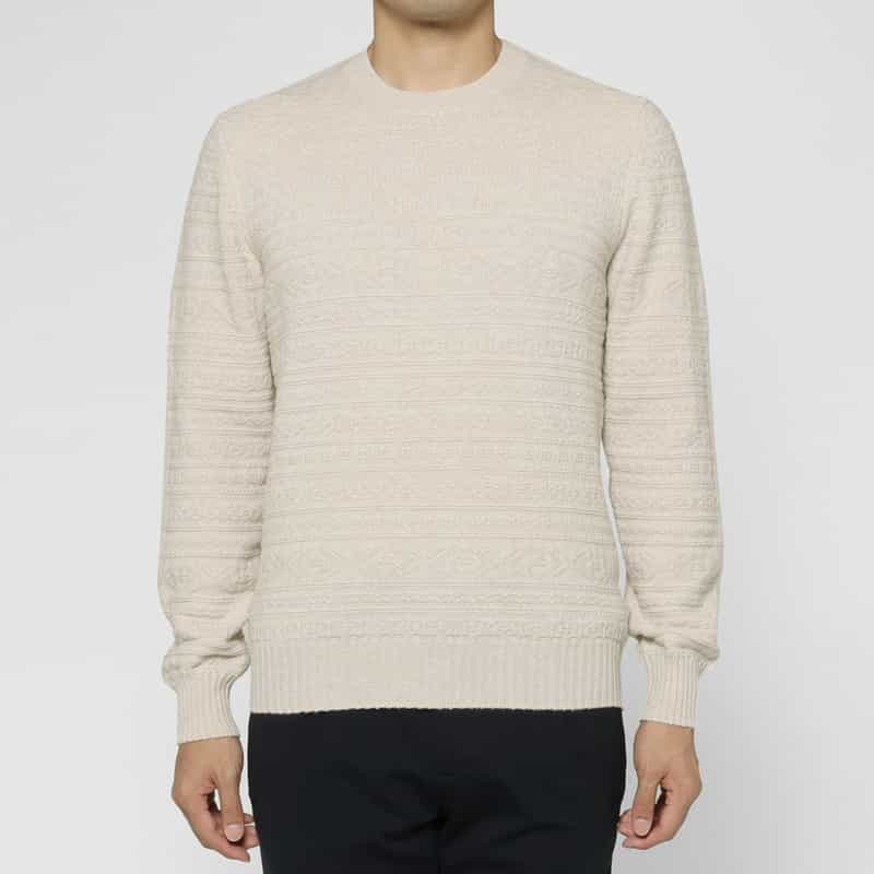 GRANSASSO GRANSASSO＜グランサッソ＞ フェアアイル柄ニットプルオーバー WHITE
