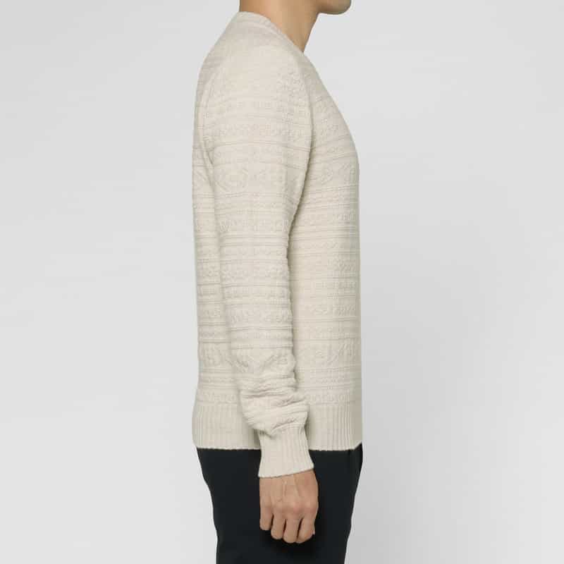 GRANSASSO GRANSASSO＜グランサッソ＞ フェアアイル柄ニットプルオーバー WHITE