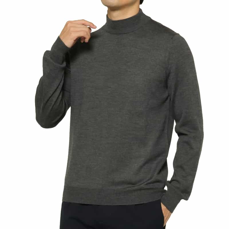 GRANSASSO GRANSASSO＜グランサッソ＞ モックネックニットプルオーバー DARK GRAY
