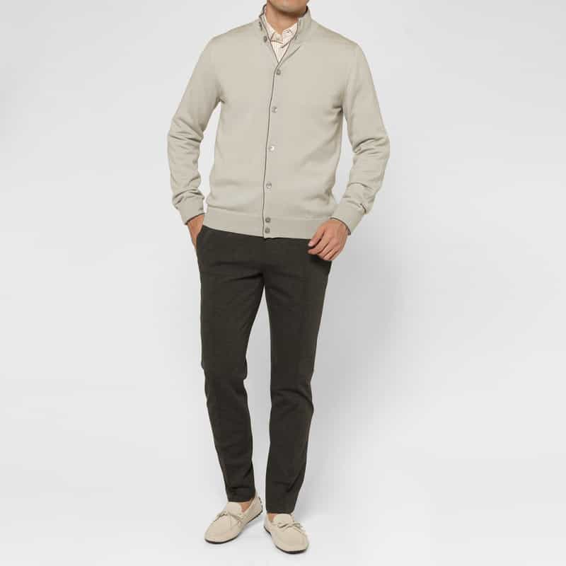GRANSASSO GRANSASSO＜グランサッソ＞ スタンドカラーニットカーディガン IVORY