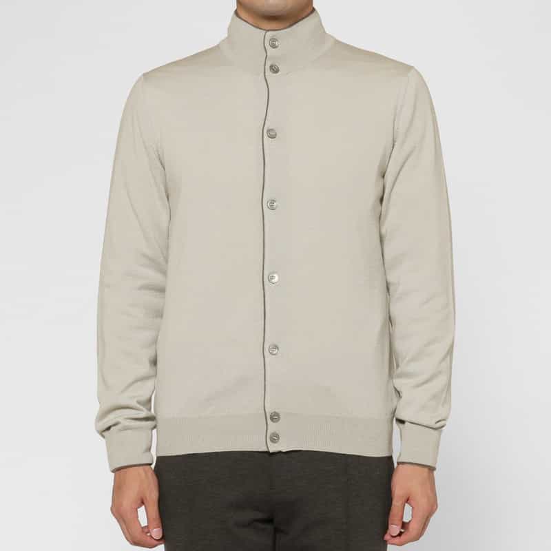 GRANSASSO GRANSASSO＜グランサッソ＞ スタンドカラーニットカーディガン IVORY