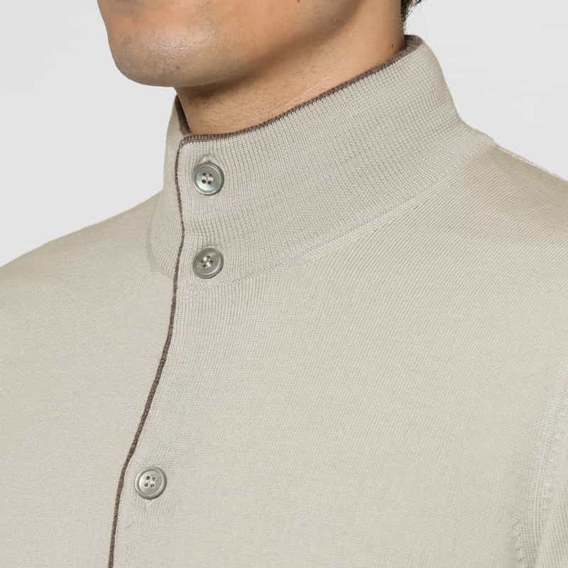 GRANSASSO GRANSASSO＜グランサッソ＞ スタンドカラーニットカーディガン IVORY