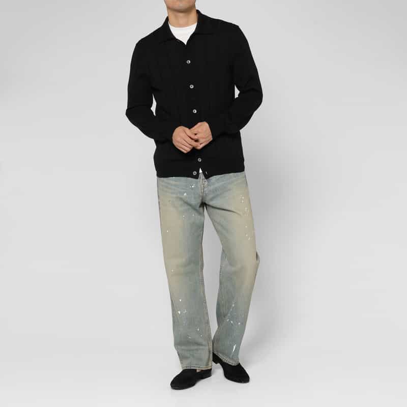 GRANSASSO GRANSASSO＜グランサッソ＞ ニットポロカーディガン BLACK