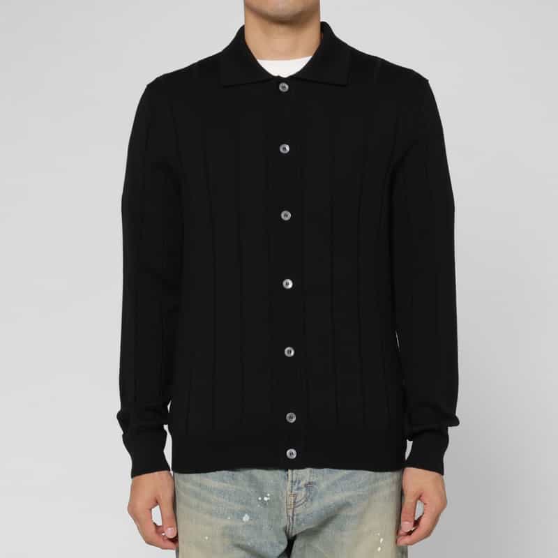 GRANSASSO GRANSASSO＜グランサッソ＞ ニットポロカーディガン BLACK