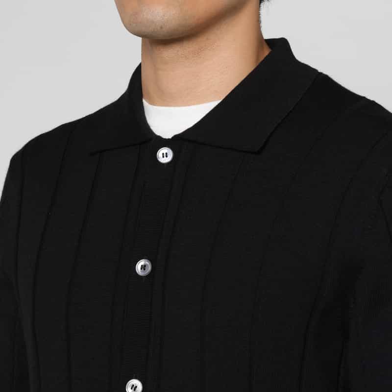 GRANSASSO GRANSASSO＜グランサッソ＞ ニットポロカーディガン BLACK