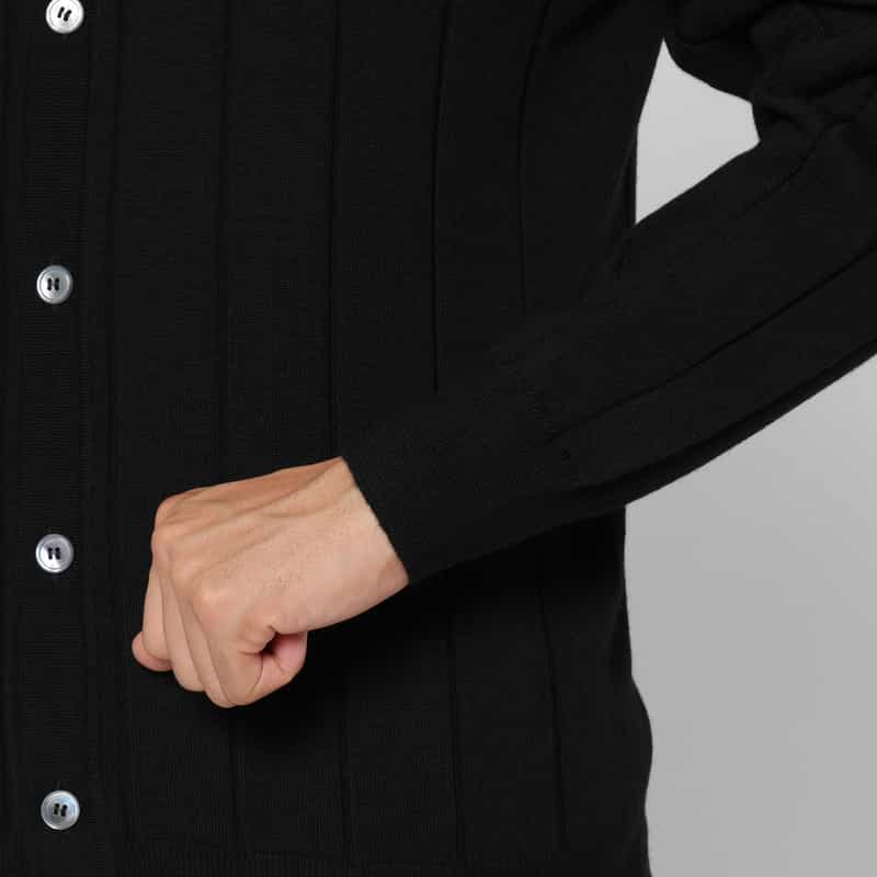 GRANSASSO GRANSASSO＜グランサッソ＞ ニットポロカーディガン BLACK