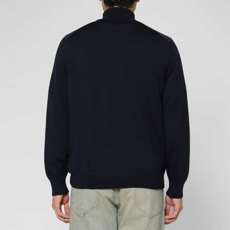 GRANSASSO GRANSASSO＜グランサッソ＞ コンビネーションジップアップニットカーディガン NAVY