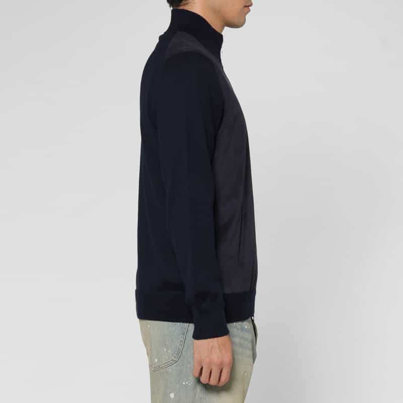 GRANSASSO GRANSASSO＜グランサッソ＞ コンビネーションジップアップニットカーディガン NAVY