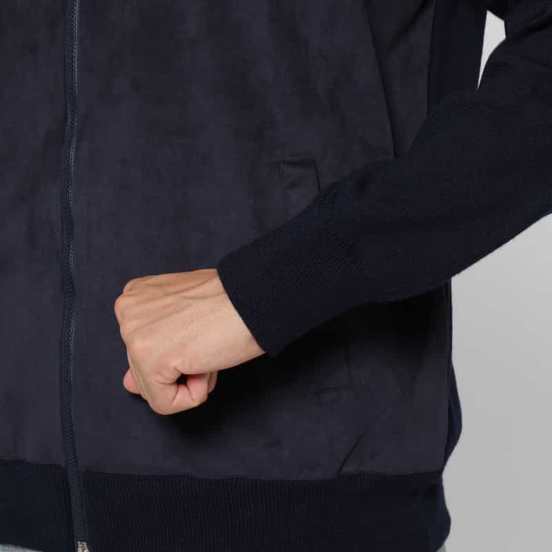 GRANSASSO GRANSASSO＜グランサッソ＞ コンビネーションジップアップニットカーディガン NAVY