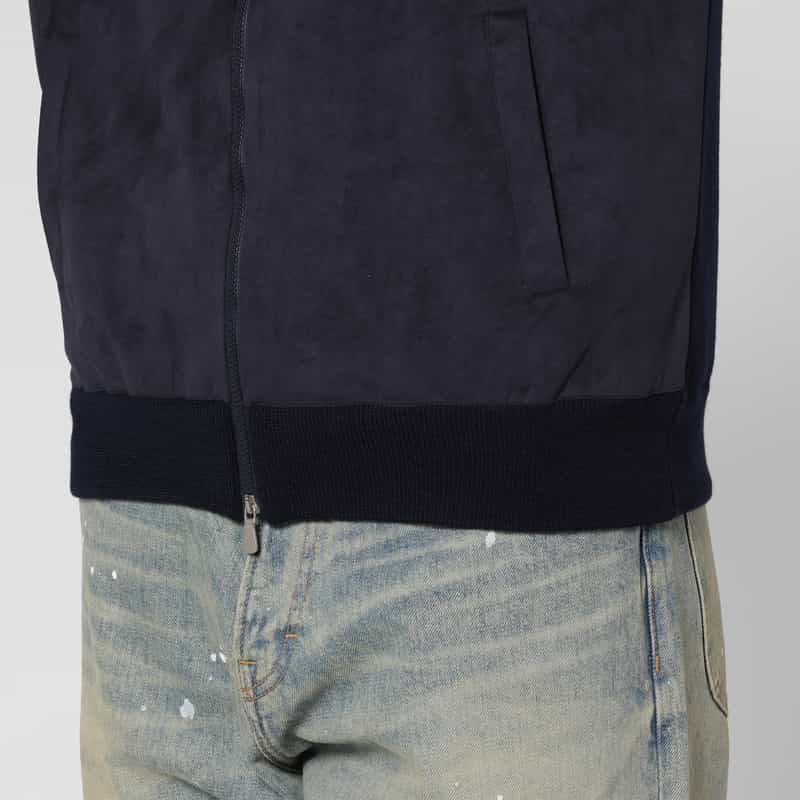 GRANSASSO GRANSASSO＜グランサッソ＞ コンビネーションジップアップニットカーディガン NAVY