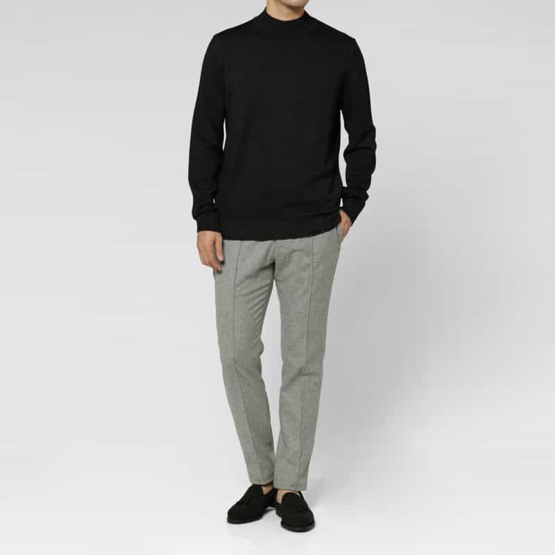 GIABSARCHIVIO GIABSARCHIVIO＜ジャブスアルキヴィオ＞ ウールサキソニー素材ストライプ柄テーパードパンツ“MASACCIO" LIGHT GRAY