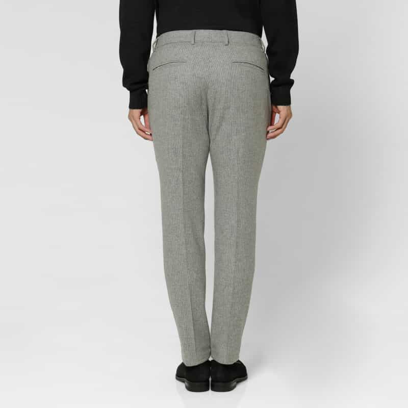 GIABSARCHIVIO GIABSARCHIVIO＜ジャブスアルキヴィオ＞ ウールサキソニー素材ストライプ柄テーパードパンツ“MASACCIO" LIGHT GRAY