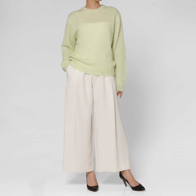 AURALEE AURALEE ＜オーラリー＞ キッドモヘヤ混クルーネックニットプルオーバー GREEN