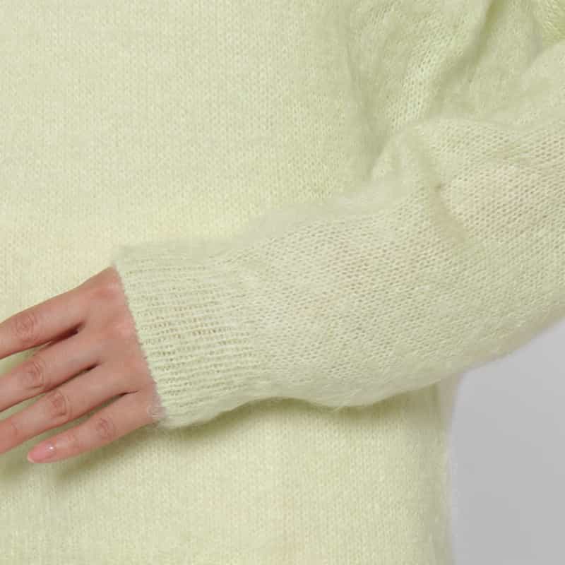 AURALEE AURALEE ＜オーラリー＞ キッドモヘヤ混クルーネックニットプルオーバー GREEN
