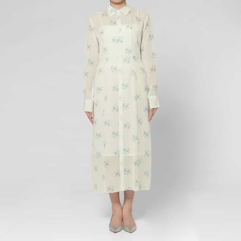 AURALEE AURALEE ＜オーラリー＞ シルクジョーゼット プリントシャツドレス IVORY