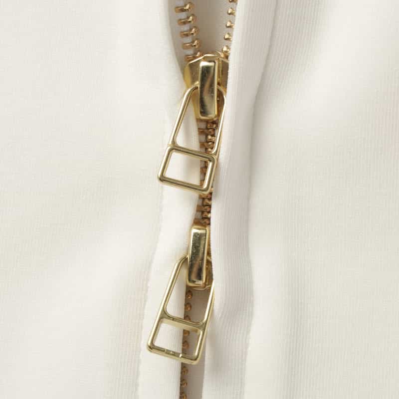 BARNEYS NEW YORK ウォッシャブル 異素材コンビネーション バックフリル ジップアップフーデッドパーカー WHITE