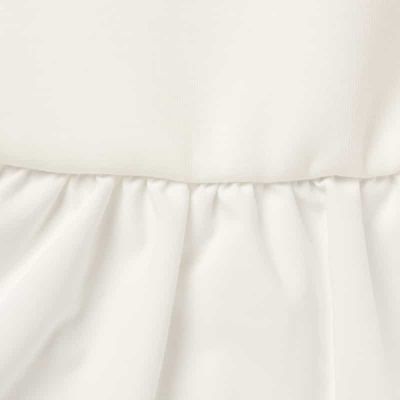 BARNEYS NEW YORK ウォッシャブル 異素材コンビネーション バックフリル ジップアップフーデッドパーカー WHITE