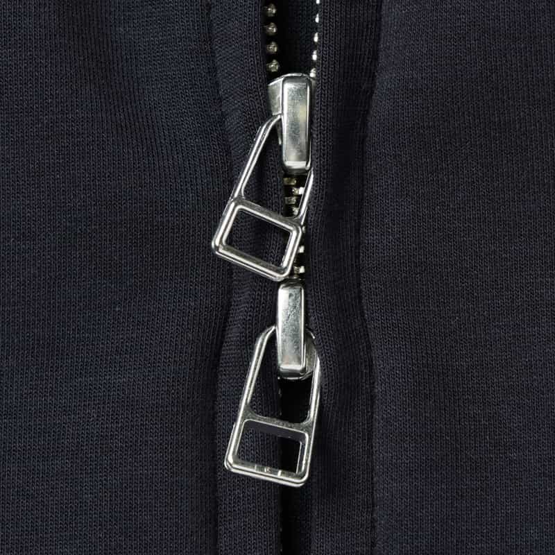BARNEYS NEW YORK ウォッシャブル 異素材コンビネーション バックフリル ジップアップフーデッドパーカー NAVY