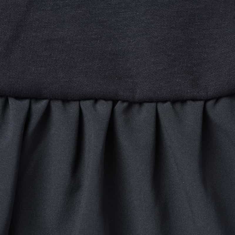BARNEYS NEW YORK ウォッシャブル 異素材コンビネーション バックフリル ジップアップフーデッドパーカー NAVY