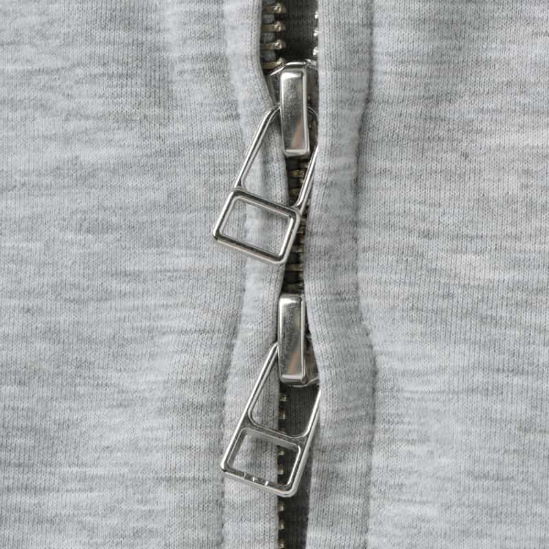 BARNEYS NEW YORK ウォッシャブル 異素材コンビネーション バックフリル ジップアップフーデッドパーカー GRAY