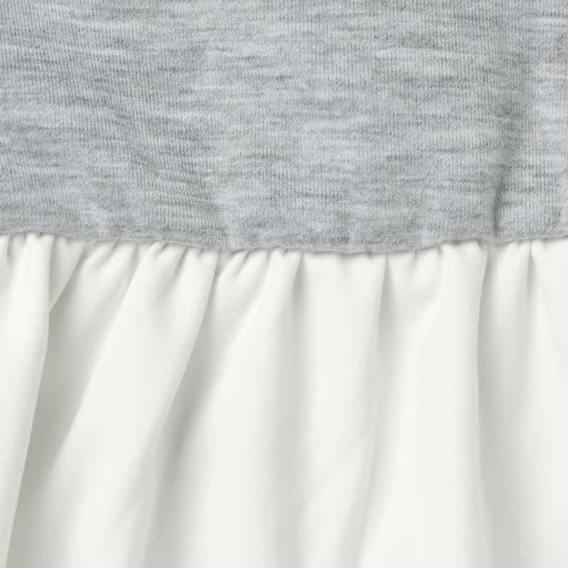 BARNEYS NEW YORK ウォッシャブル 異素材コンビネーション バックフリル ジップアップフーデッドパーカー GRAY