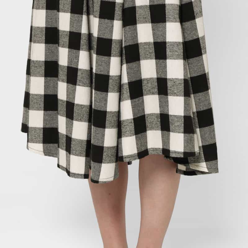BARNEYS NEW YORK ウォッシャブル ドローコード付きブロックチェック柄シャツドレス WHITE