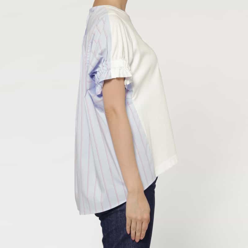 BARNEYS NEW YORK ウォッシャブル 異素材コンビネーションカットソー WHITE