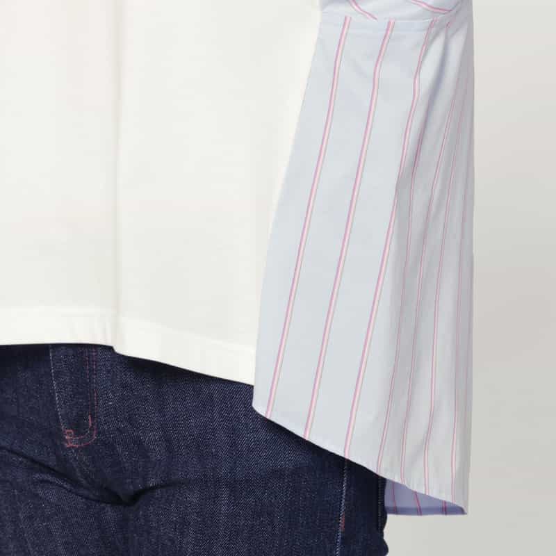 BARNEYS NEW YORK ウォッシャブル 異素材コンビネーションカットソー WHITE