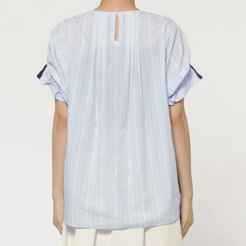 BARNEYS NEW YORK ウォッシャブル 異素材コンビネーションカットソー NAVY