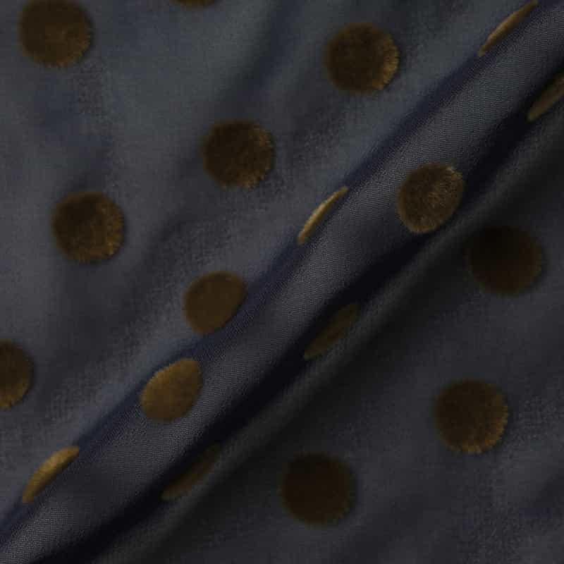 BARNEYS NEW YORK ウォッシャブル フロッキードット柄シアーボウタイブラウス（インナーキャミソール付き） NAVY