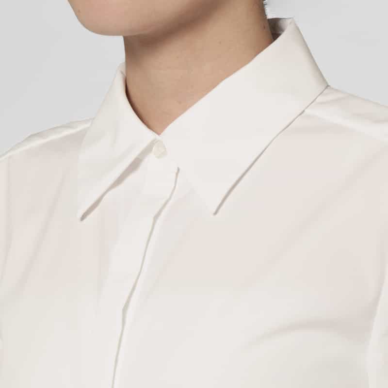 BARNEYS NEW YORK ウォッシャブル ペプラムヘム フレアスリーブシャツ WHITE