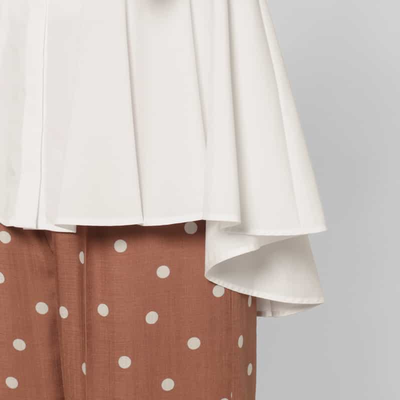 BARNEYS NEW YORK ウォッシャブル ペプラムヘム フレアスリーブシャツ WHITE