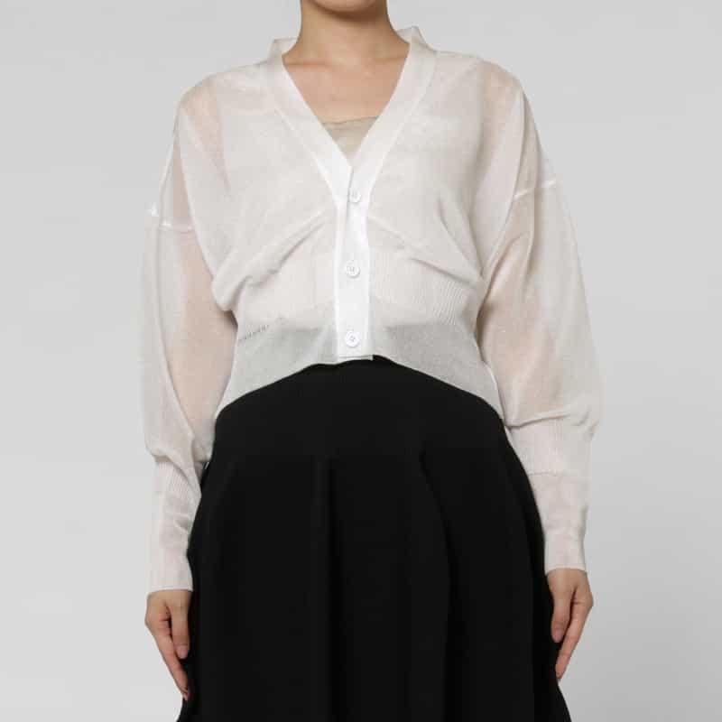 CFCL CFCL＜シーエフシーエル＞ ルーセント クロップド ニットカーディガン WHITE
