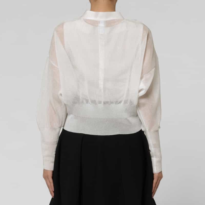 CFCL CFCL＜シーエフシーエル＞ ルーセント クロップド ニットカーディガン WHITE