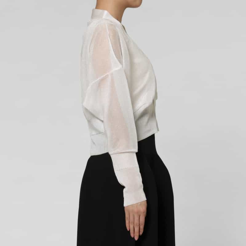 CFCL CFCL＜シーエフシーエル＞ ルーセント クロップド ニットカーディガン WHITE