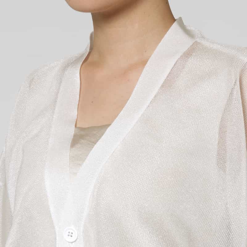 CFCL CFCL＜シーエフシーエル＞ ルーセント クロップド ニットカーディガン WHITE