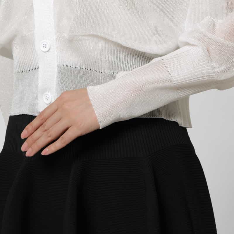 CFCL CFCL＜シーエフシーエル＞ ルーセント クロップド ニットカーディガン WHITE