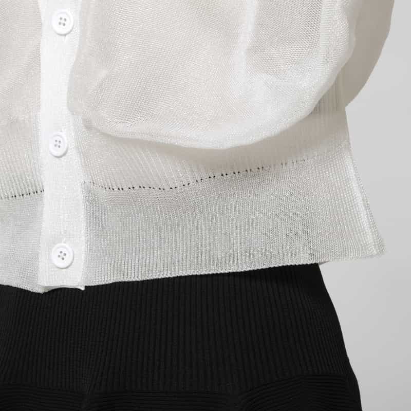 CFCL CFCL＜シーエフシーエル＞ ルーセント クロップド ニットカーディガン WHITE